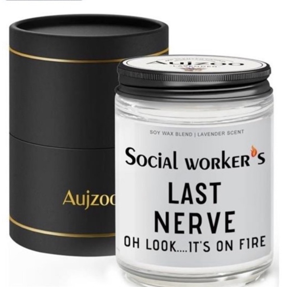 Soy Wax Lavender Scented Candle with Funny Meme! Gift to for Social Worker